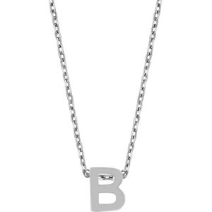 Cadeau voor haar New Bling 9NB 907B Zilveren Ketting Dames - letterhanger - B - Zilverkleurig