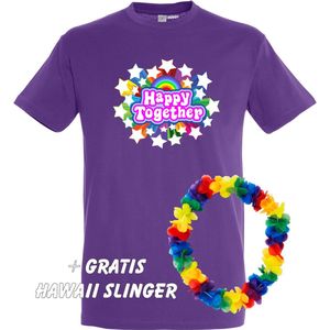 T-shirt Happy Together Stars | Love for all | Gay pride | Regenboog LHBTI | Paars | maat L
