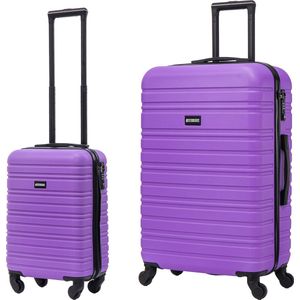 BlockTravel kofferset 2 delig ABS ruimbagage en handbagage 29 en 74 liter - inbouw TSA slot - paars