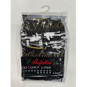 2 stuks Australian Boxershort - Zwart -Wit - S