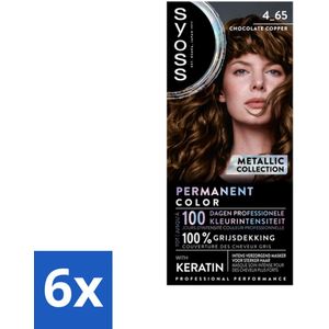 6 x SYOSS - Permanent Coloration 4-65 - Haarverf - Permanente Haarkleuring - Chocolate Copper - Grijsdekking - Permanente Haarkleur - Chocolade Koper - Haarkleur - Haarverzorging - SYOSS