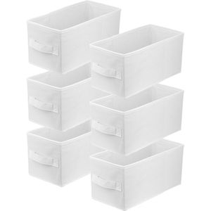 LAVITA® Opbergmand Textiel - 15x31x15 Wit 6 Stuks - Opbergbox Kast Organizer Opbergdoos - Kastlade Verdeler Voor Kleding Ondergoed Badkamer Kledingkast - Vouwdoos Stoffen Doos Opbergdozen
