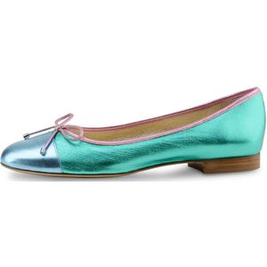 Werner Kern Pina Ballerina's van Leer - Kleurrijke Damesschoenen - Unieke Ballerina Schoenen - Turquoise en Roze - Hoge kwaliteit Instappers - Werner Kern Ballerinas - Blauw/roze - 42.5