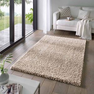 Hoogpolig vloerkleed effen Classic - beige 150x150 cm