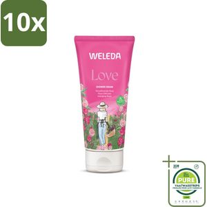 10 x WELEDA - Douchecrème Aroma Shower Love - 200 ml - Grootverpakking - Douchecrème - Natuurlijke Douche - Aromatherapie - Rozengeur - Jasmijngeur