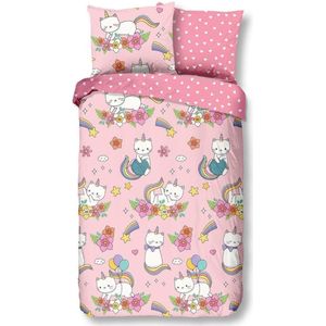 Good Morning Dekbedovertrek - Rose Flanel - Unicorn - B 140 x L 200 cm -