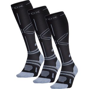 STOX Energy Socks - 3 Pack Hardloopsokken voor Mannen - Premium Compressiesokken - Kleur: Zwart/Grijs - Maat: Large - 3 Paar - Voordeel