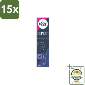 15 x Veet Expert Ontharingscrème Benen 200 ml - Grootverpakking - Ontharing - Haar Verwijderen - Haar Verwijderen Crème - Haar Verwijderen Benen - Haar Verwijderen Armen