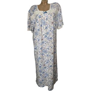 FINE WOMAN® 6526 Nachthemd 130CM 140GSM Singel Jersey L (42-44) wit/blauw