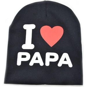 I love papa babymuts - Zwart - Muts voor baby's - Met tekst - One size