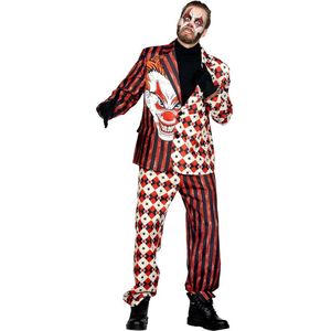Wilbers & Wilbers - Monster & Griezel Kostuum - Penny The Wise Clown - Man - Rood, Wit / Beige - Medium - Halloween - Verkleedkleding