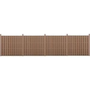 WPC Schuttingpaneel 11 planken met palen 185x747 cm bruin