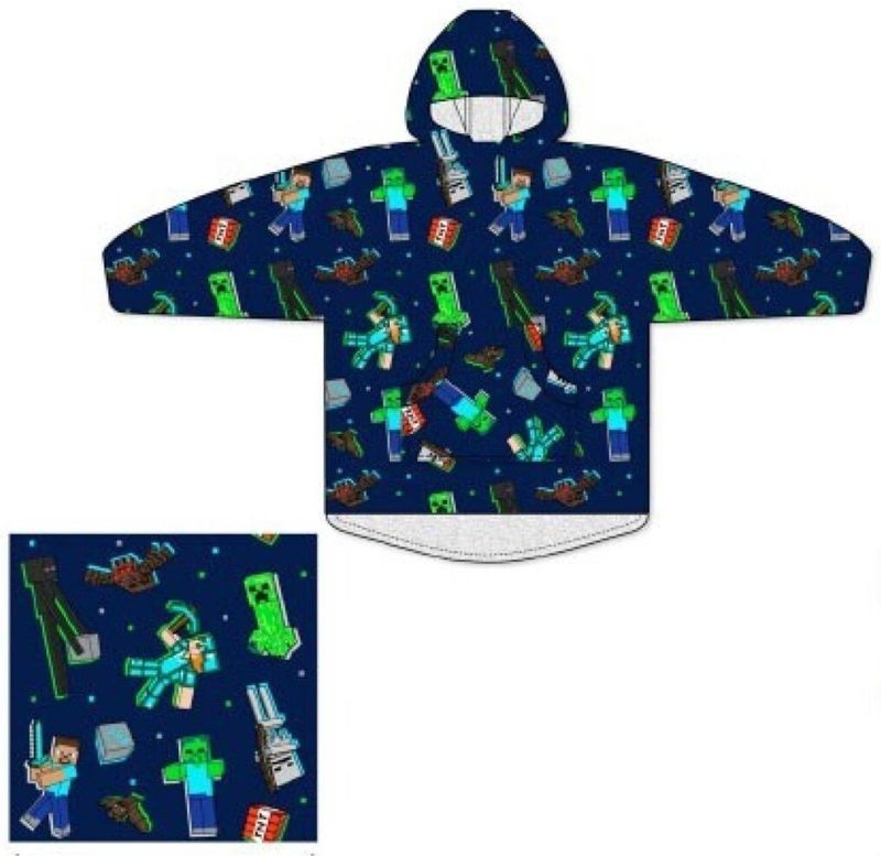 Minecraft Hoodie Fleece deken, Creepers - Kind - One Size (7-14 jaar) - Polyester