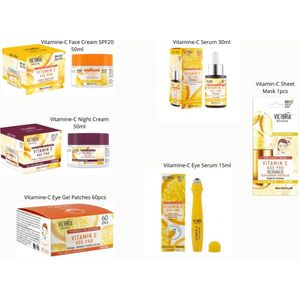 Victoria Beauty | Wellness Lab Cosmetics | 6 Delige Vitamine-C Skincare set | Face Cream | Night Cream | Age Pro | Serum | Sheet Mask | Gel Patches | Eye Serum