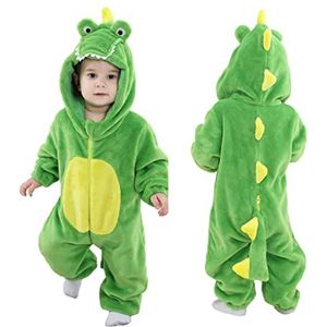 Unisex Kinderen Flanel Kostuum Jumpsuit met Dierenkap