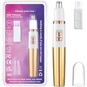 Pijnloze neushaartrimmer voor vrouwen – Professionele en waterdichte tondeuse voor gezicht, oren en wenkbrauwen in roségoud