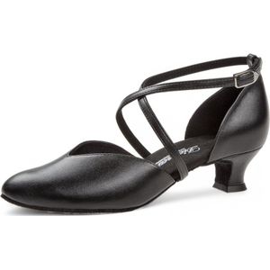 Diamant 107 - 013 - 034 - Gesloten Dames Dansschoenen - Echt Leer - Lage hakje 4,2cm - Comfort Voetbed - Schokdempend hielkussen - Suede zool - Gekruist bandje - Ballroom, Tango, Stijldansen - Diamant - Zwart - 33.5