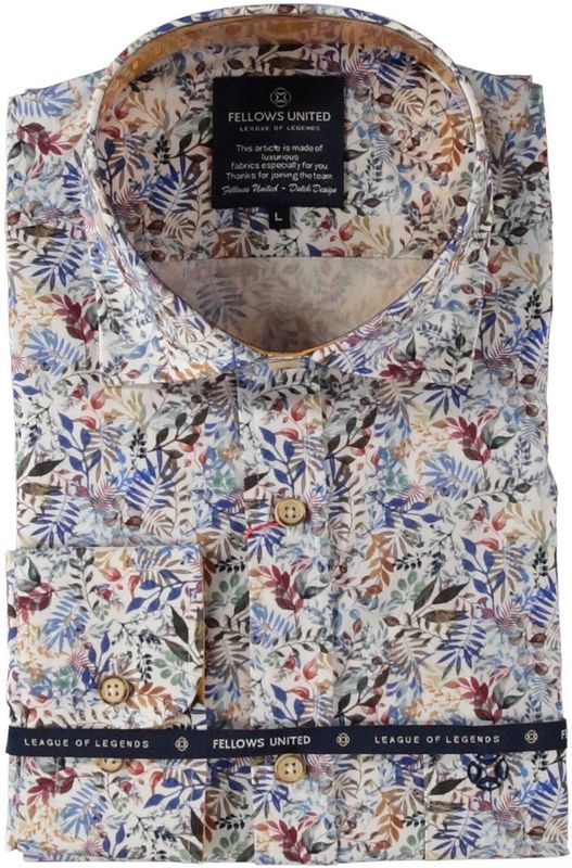 Fellows United Korte Mouw Overhemd Leaves Stretch Multicolor (51.6623 - 153)