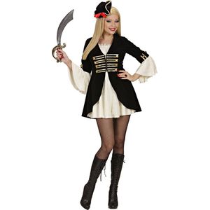 Widmann - Piraat & Viking Kostuum - Sexy Piratenkapitein Kostuum Vrouw - Zwart, Wit / Beige - Large - Carnavalskleding - Verkleedkleding