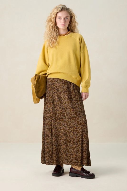 Sissy-Boy - Donkergroene maxi rok met leopard print