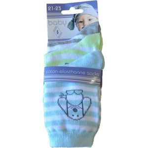 Baby / kinder sokjes bi-colore - 21/23 - unisex - 90% katoen - naadloos - 12 PAAR - chaussettes socks