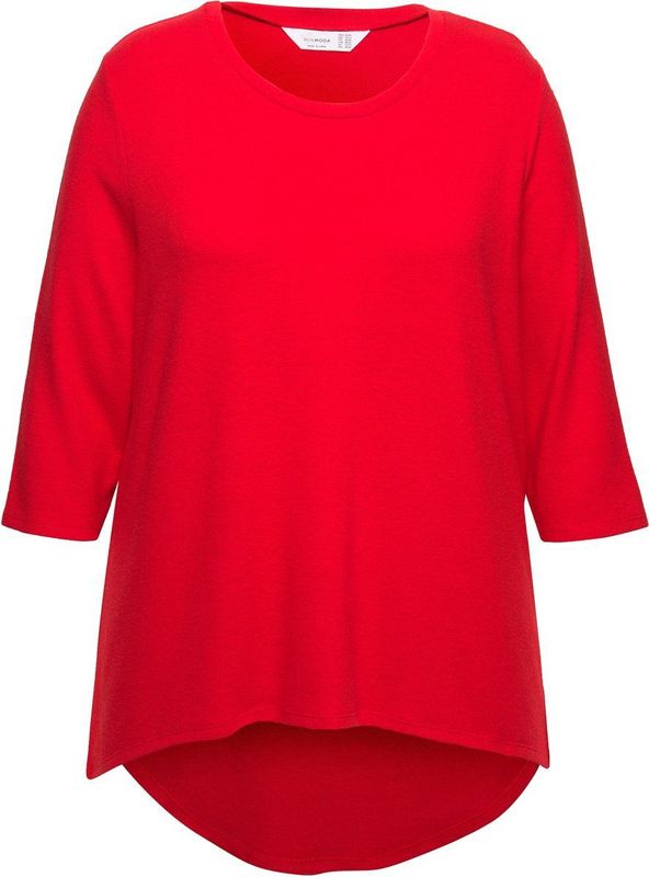 MIAMODA MIAMODA - Dames - Trui A-lijn afgeronde zoom 3/4-mouwen - Neonrood - Maat 42+