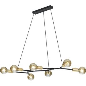 LED Hanglamp - Trion Ross - E27 Fitting - 7-lichts - Rechthoek - Mat Zwart - Aluminium