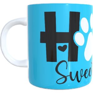 koffie beker - thee mok - tekst home sweet home - hond - dog - hondenpoot