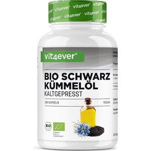 Biologische Zwarte Komijnolie - 240 Veganistische Capsules - Hoge Dosering 1000mg per Dagdosering - Koudgeperst - 100% Plantaardig