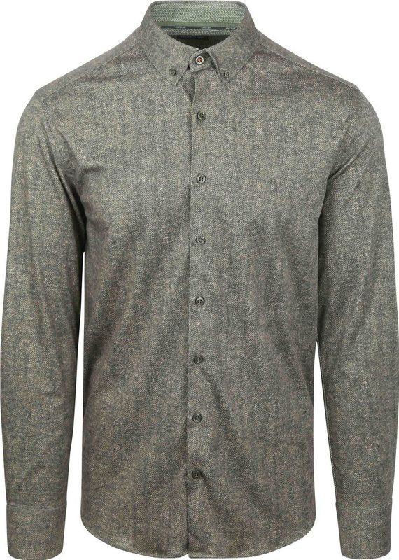 State Of Art - Overhemd - Groen - Jersey Herringbone - Casual