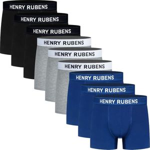 Boxershorts Heren - 9-Pack Katoen - Zwart, Blauw & Grijs - Ondergoed - Hoog Draagcomfort - Maat M