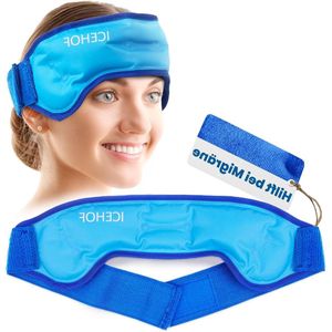 Klittenbandsluiting migraineband voor verlichting bij hoofdpijn - koelpad voor migraine en verkoudheid - neusbloeding - herbruikbaar gelkompres