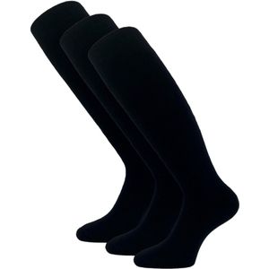 3 paar SQOTTON® Thermo Kniekousen met Badstofvoering - Naadloos - Katoen - Dames/Heren - Zwart - Maat 43-46
