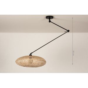 Lumidora Hanglamp 31226 - BAMBOO - E27 - Zwart - Bruin - Naturel - Metaal - ⌀ 50 cm
