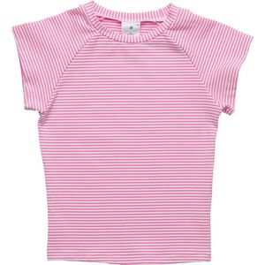 Snapper Rock - UV Rash top voor meisjes - Korte mouw - Gestreept - Framboos - maat 4 (97-104cm)