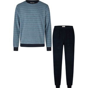 Phil & Co - Heren Winter Pyjama Set - Lichtblauw/Donkerblauw - Badstof