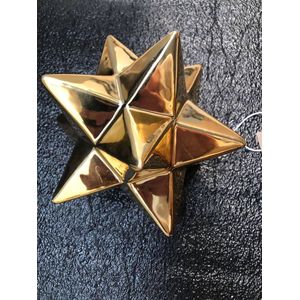 3D gouden ster Kerstaornament of decoratieartikel 14cm