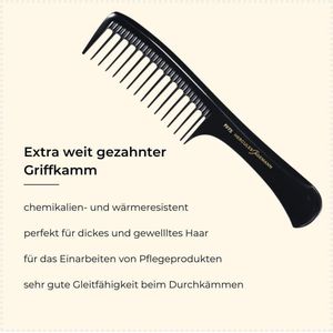 Greepkam - Extra lange kam met handvat voor aangenaam kammen en eenvoudig afdelen - Extra brede tandbreedte - Maat: 225 cm