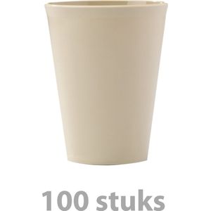 100 Stuks kleine herbruikbare 200 ml kunststof PP koffiebekers - kaki bruin - Sugarcane bio-plastic - stapelbaar
