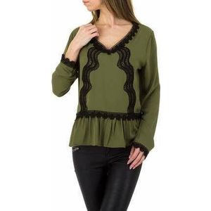 Emmash Paris tuniek met kant en v-hals legergroen L