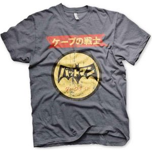 DC Comics Batman Heren Tshirt -XL- Japanese Retro Logo Grijs