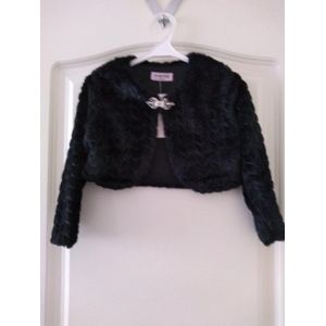 Meisjes bont jas bolero model siersluiting zwart 98/104