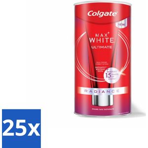 25 x Colgate - Tandpasta - Max White - Ultimate Radiance Whitening - 75 ml - Tandpasta Whitening - Wittere Tanden - Glimlach - Tanden Reinigen - Fluoridetandpasta