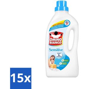 15 x Omino Bianco - Gevoelig - Wasmiddel - Witte & Gekleurde Was - 37 Wasbeurten - Gevoelige Huid - Hypoallergenisch - Allergenen Vrij - Kleurstoffen Vrij - Wasmiddel