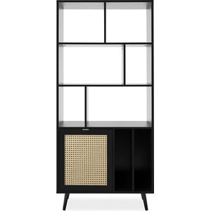 Boekenkast Daka 80cm 1 deur - zwart/beige