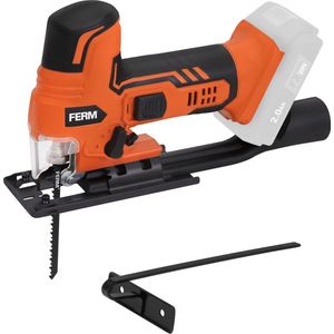 FERM - AX-POWER - JSM1040 - Draadloze - decoupeerzaag - 20V - 4 Pendelstanden - Variabele snelheid - 1000-2300/min - Stofblaasfunctie - Stofafzuiging - Verstekhoek - 0-45° - Met - Zijgeleider - Zaagblad - Zonder accu en lader - voor AX en FX accu's