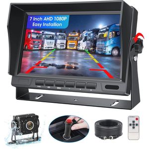 1080P Achteruitrijcamera Set met 7 Inch Monitor voor Vrachtwagens en Bestelwagens - Waterdicht en Nachtzicht