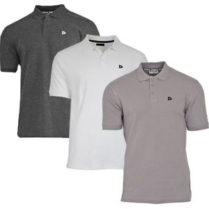 3-Pack Donnay - Polo (Noah) - Sportpolo - Heren - Charcoal/White/Steel grey (714) - maat M