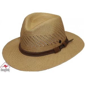 Handgemaakte Panama hoed zomerhoed strohoed herenhoed kleur licht camel maat L 59 60 centimeter