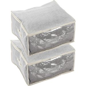 MSV opbergtas/beschermhoes beddengoed/kleding - 2x - grijs - polyester - 57 x 30 x 50 cm